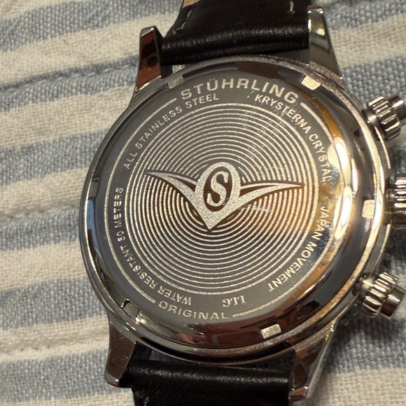Stuhrling Original Black Dial Silver Case Watch - Picture 2 of 4